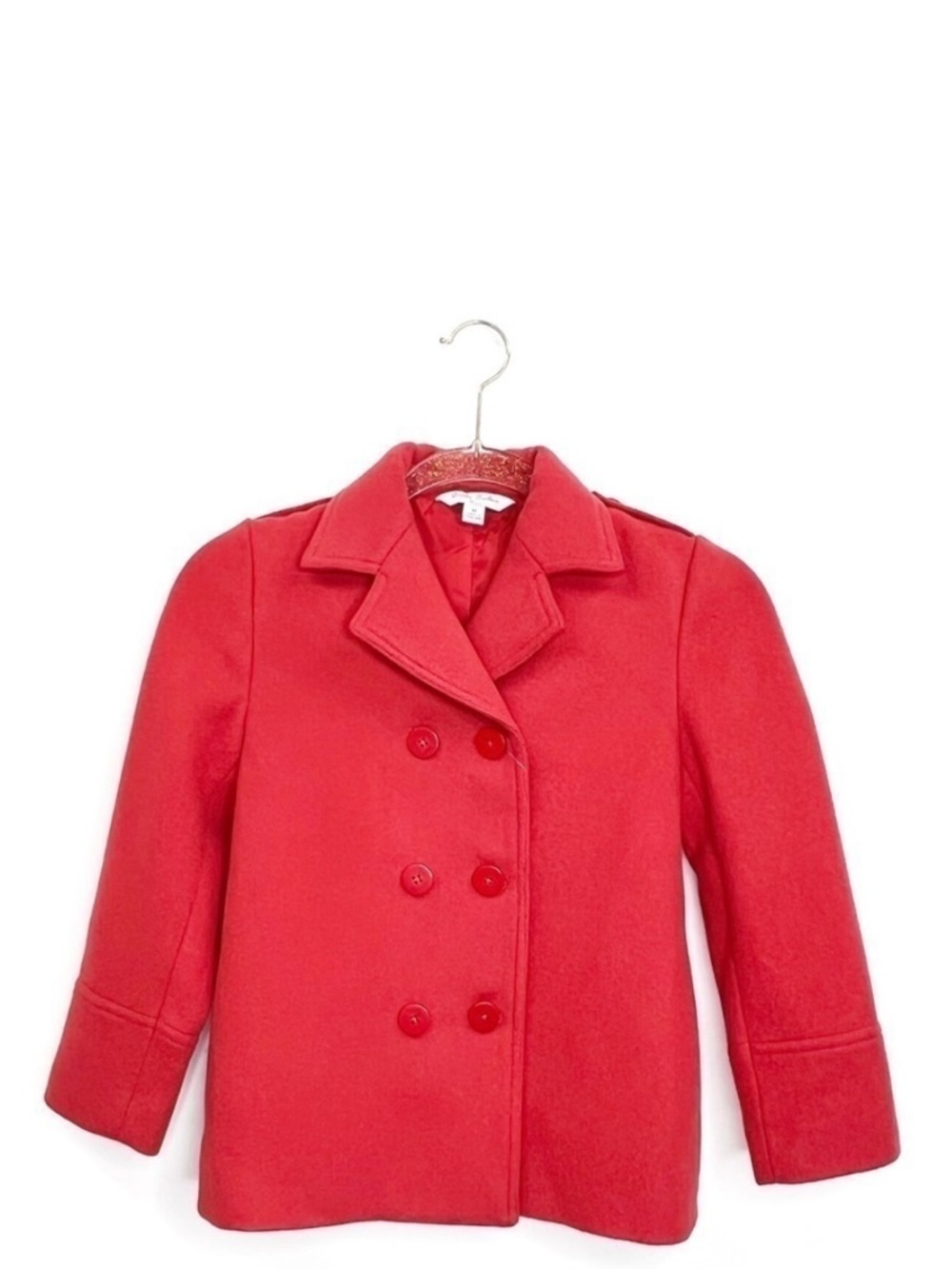 Brooks Bothers Pea Coat Girl’s Medium Watermelon Red Cotton Blend New NWT